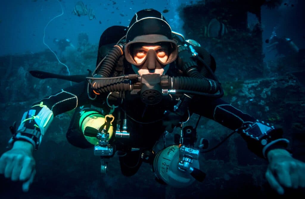 a diver underwater